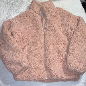 Nine West womens fuzzy zip up jacket